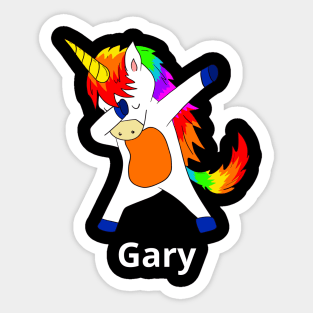 Gary First Name Personalized Dabbing Unicorn Sticker